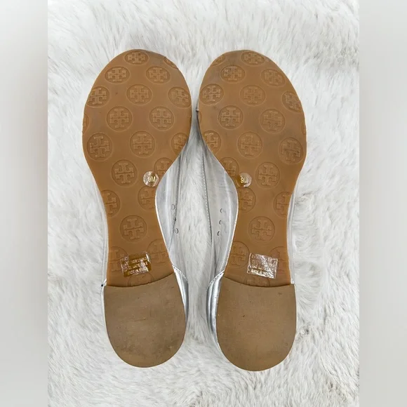 Tory Burch Reva Audrey Silver & Clear Ballet Flat Sz 9 - Picture 11 of 11